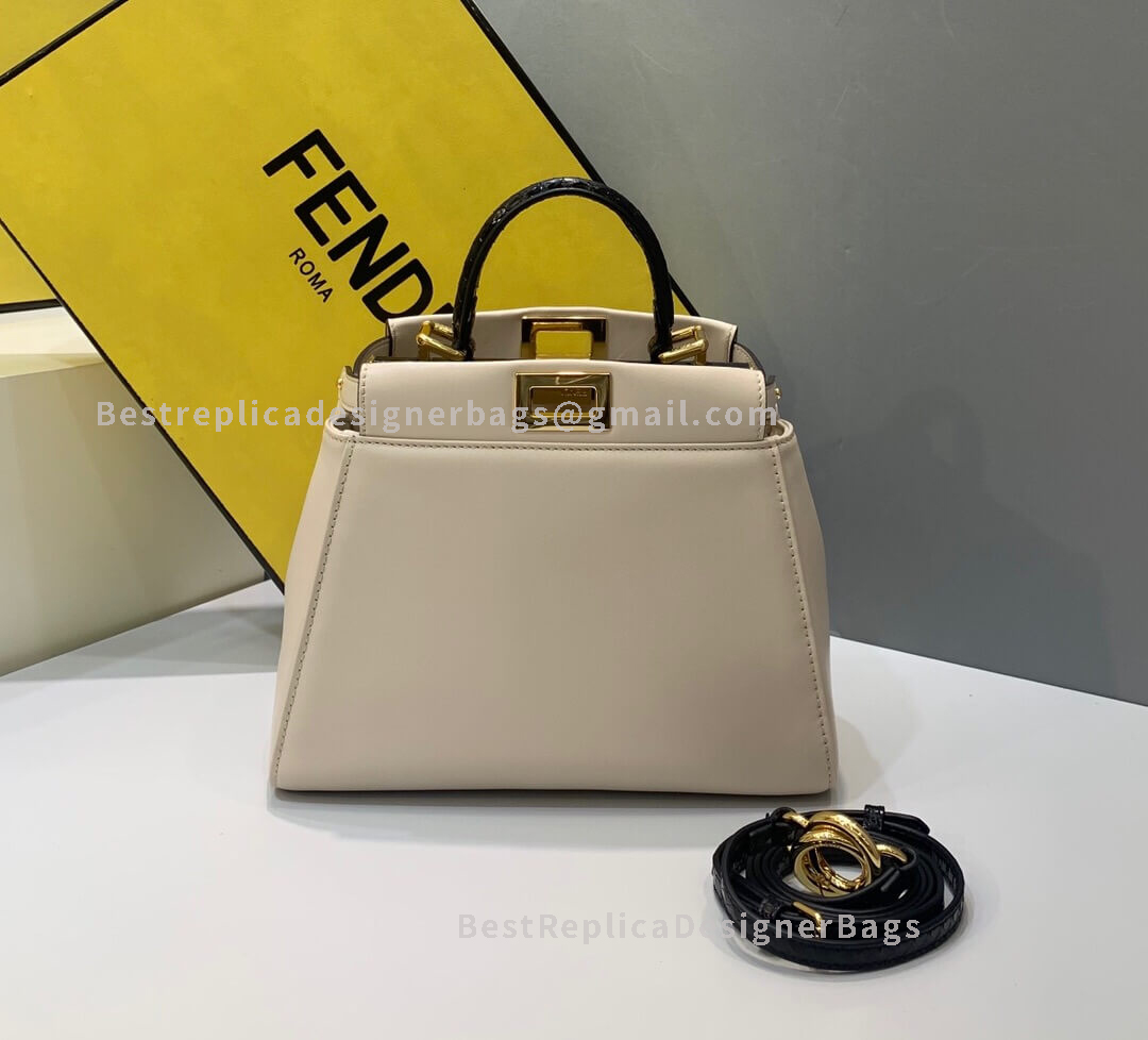 Fendi Peekaboo Iconic Mini White Leather Bag 3109S